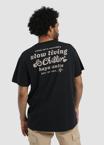 Polera Diseño Algodón Slow Hombre - Negra Black