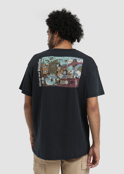 Polera Diseño Algodón Riddim Hombre Lavender #Color_Negro
