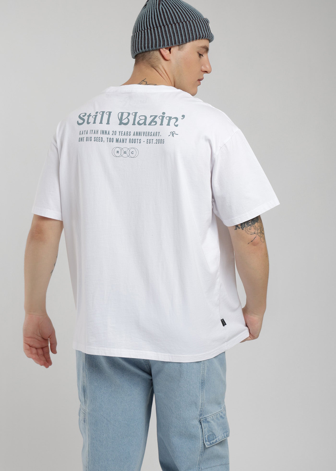 Polera Oversize Algodón Aniversario Hombre - Blanco