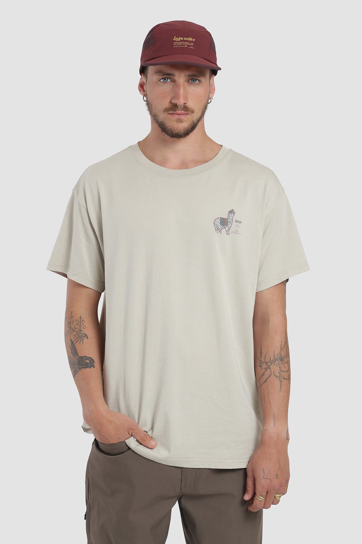 Polera Diseño Lauca Algodón Hombre - Hueso
