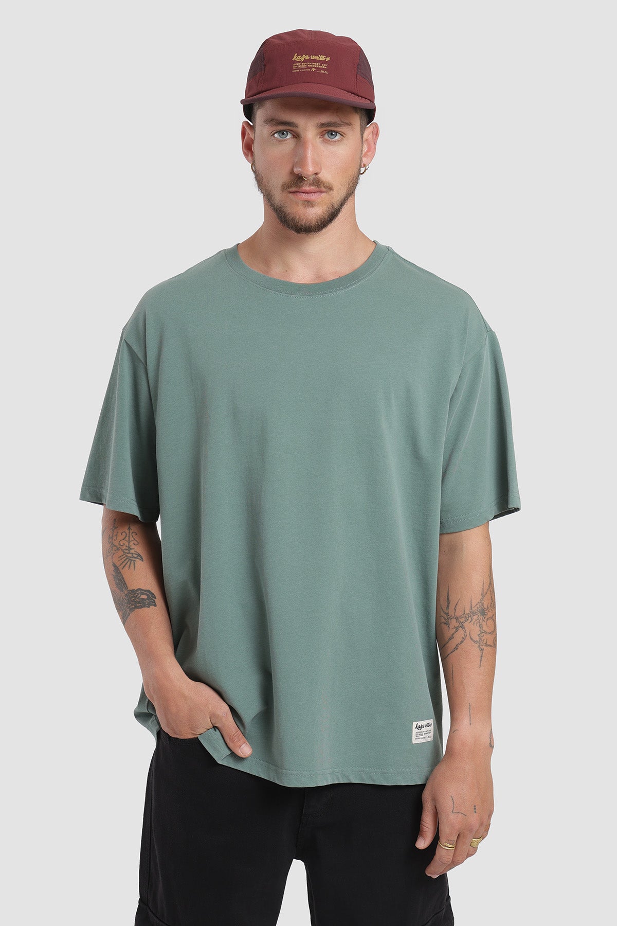 Polera Oversize Patchwork Algodón 230 Gr Hombre - Verde