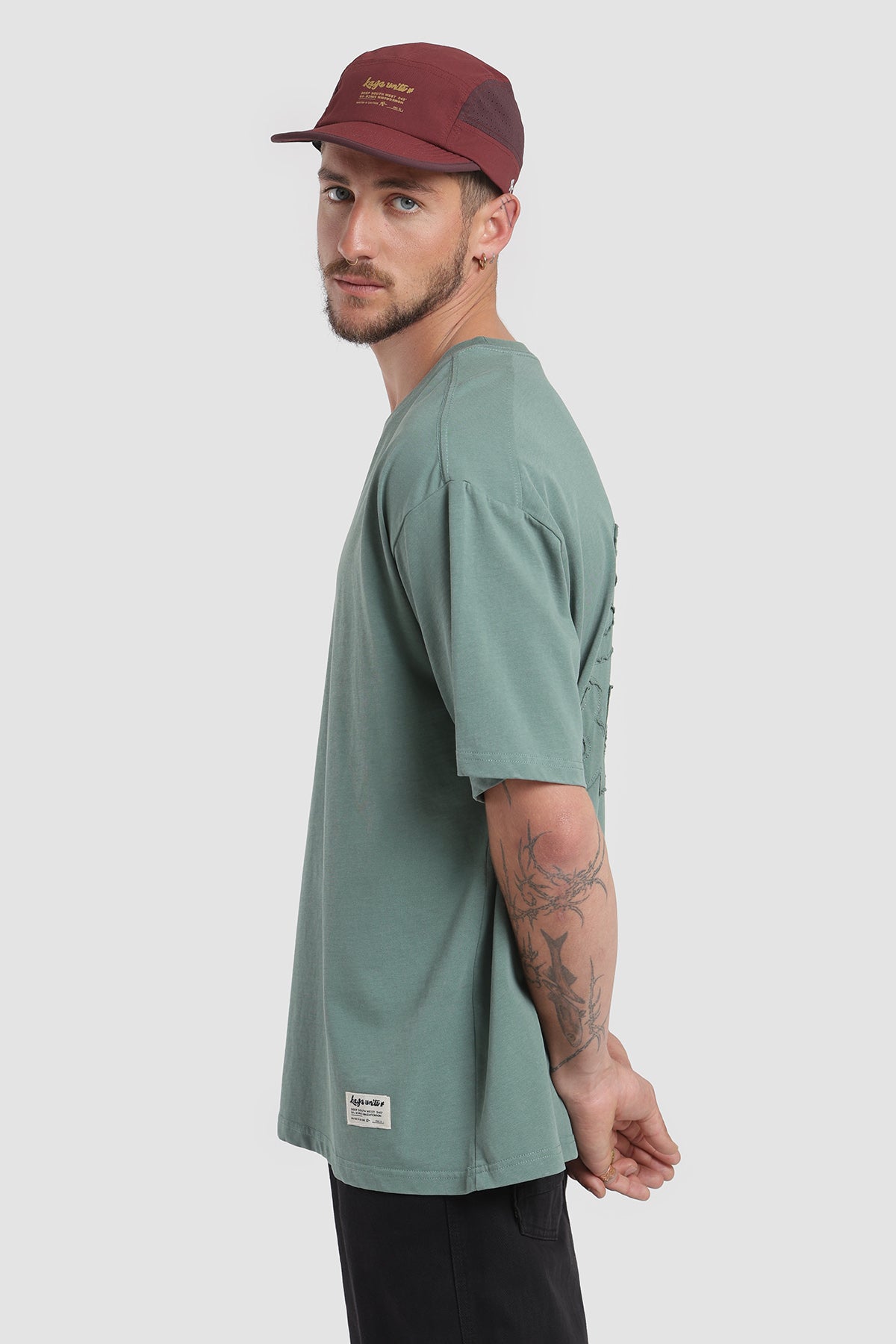 Polera Oversize Patchwork Algodón 230 Gr Hombre - Verde