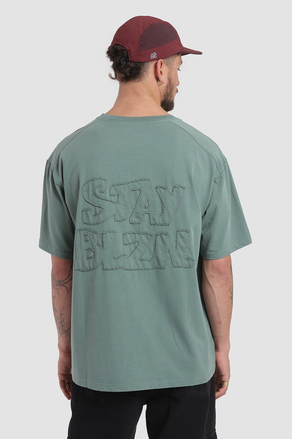 Polera Oversize Patchwork Algodón 230 Gr Hombre - Verde