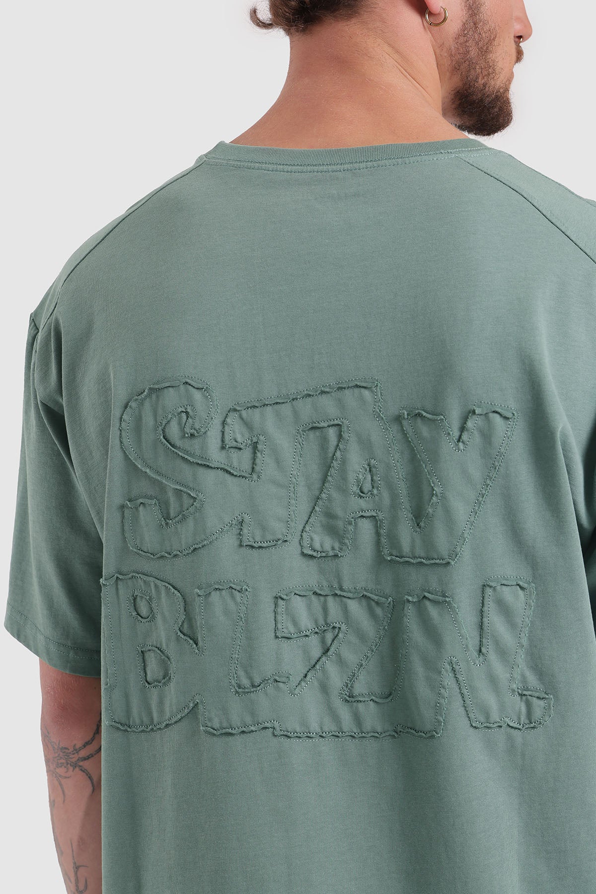 Polera Oversize Patchwork Algodón 230 Gr Hombre - Verde