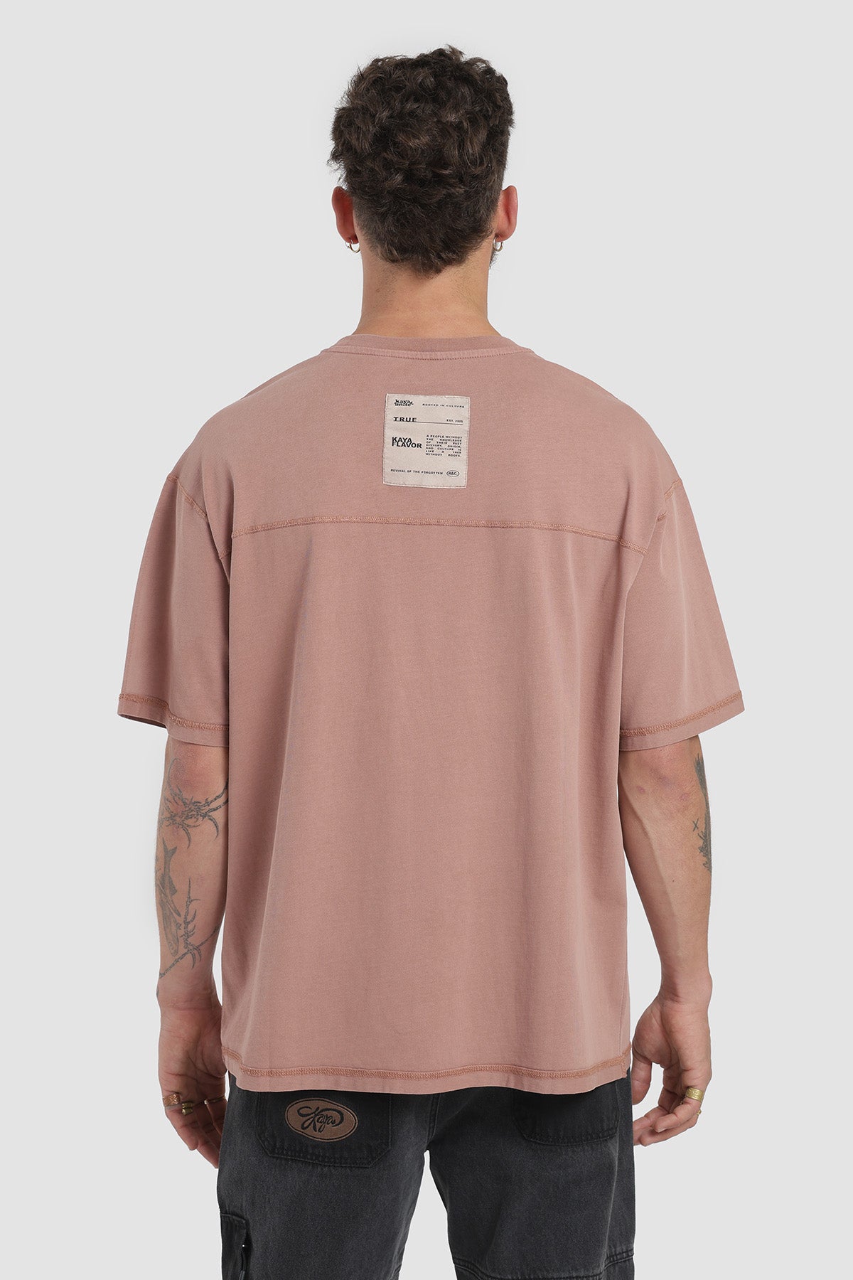 Polera Oversize Garment Dye Algodón 230 Gr Hombre - Malva
