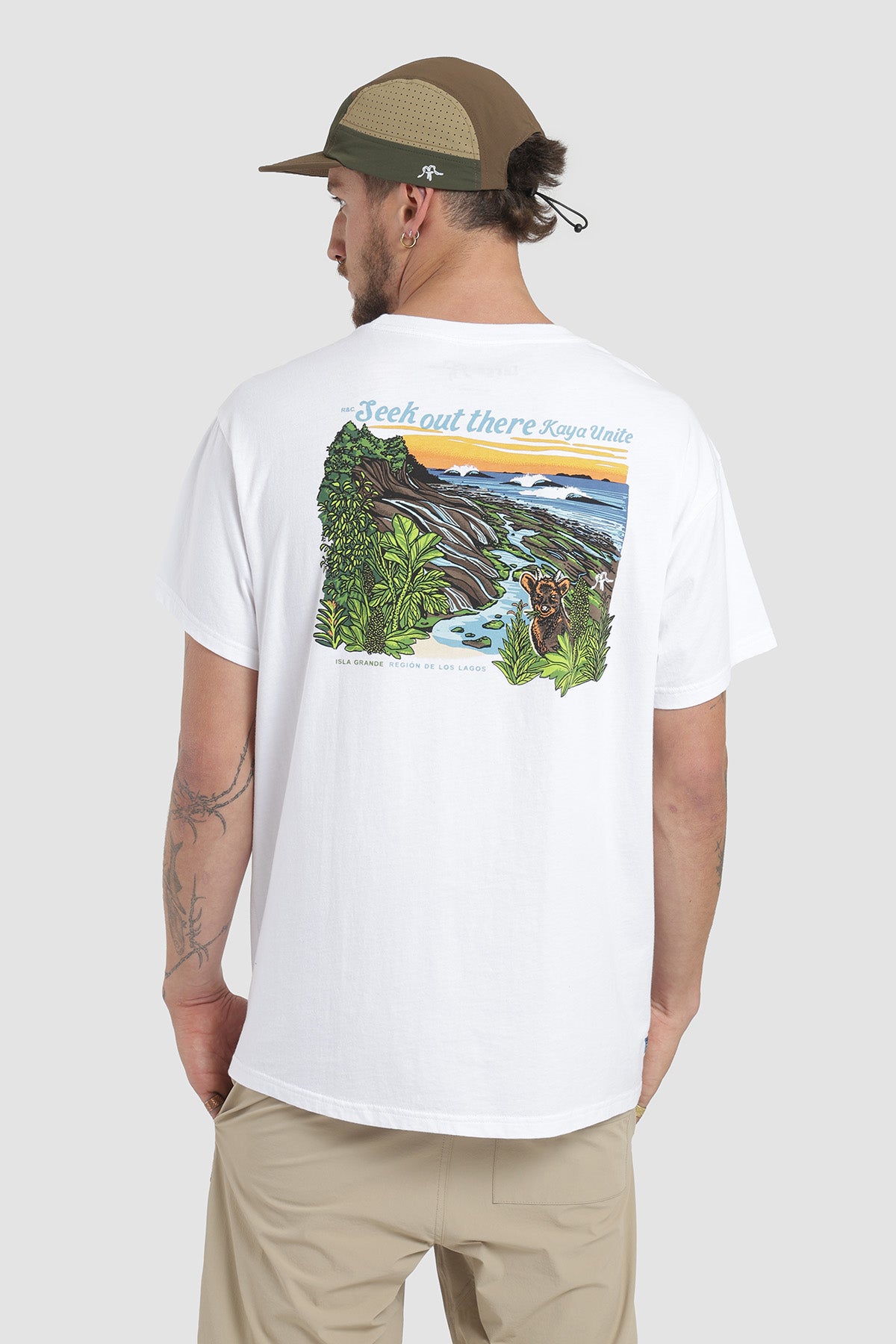 Polera Diseño Isla Grande Algodón Hombre - Blanco Roto