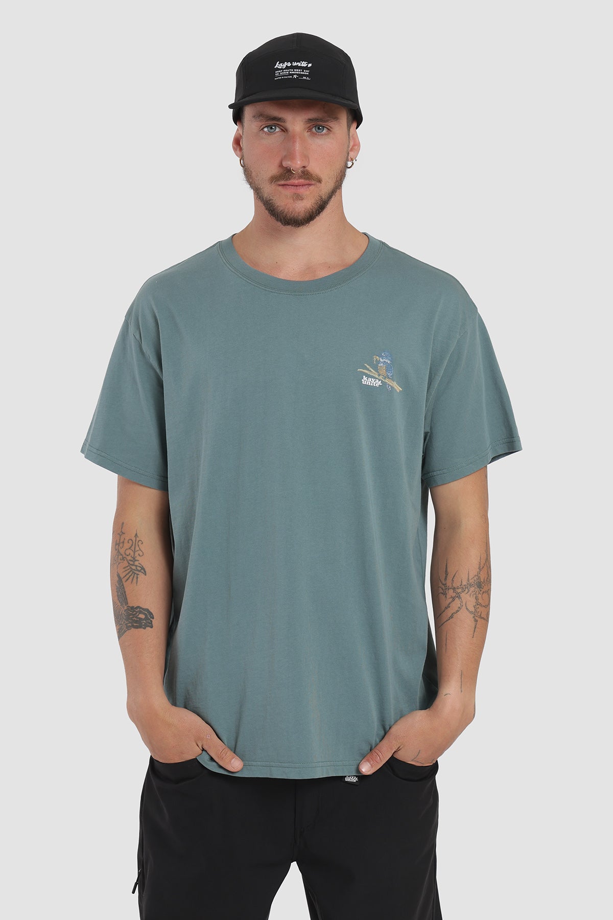 Polera Diseño Martin Pescador Algodón Hombre - Petróleo