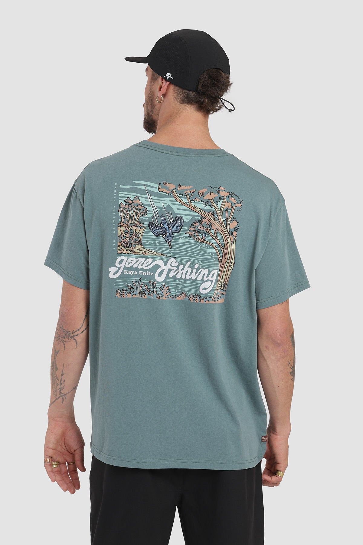 Polera Diseño Martin Pescador Algodón Hombre - Petróleo