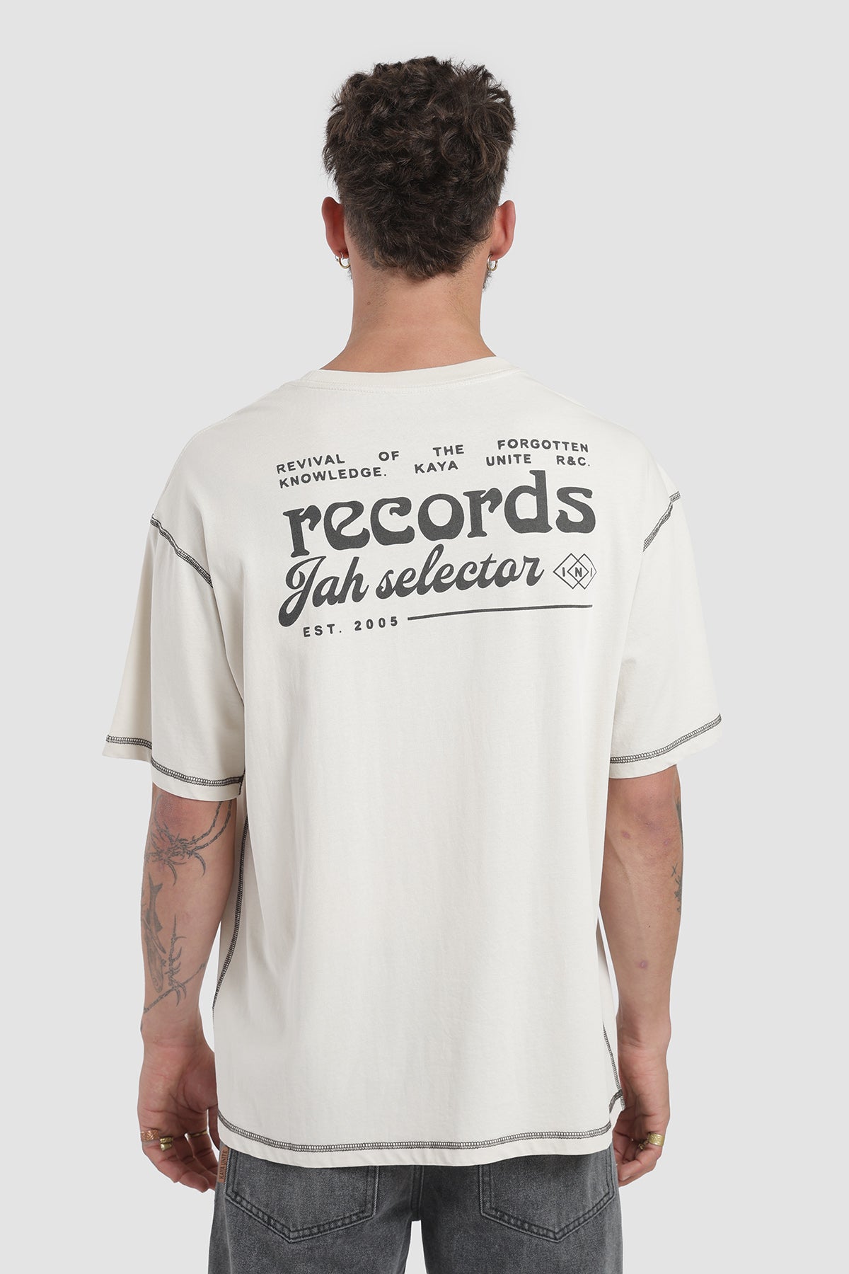 Polera Oversize Pespuntes Algodón Heavyweight 230g Hombre - Blanco