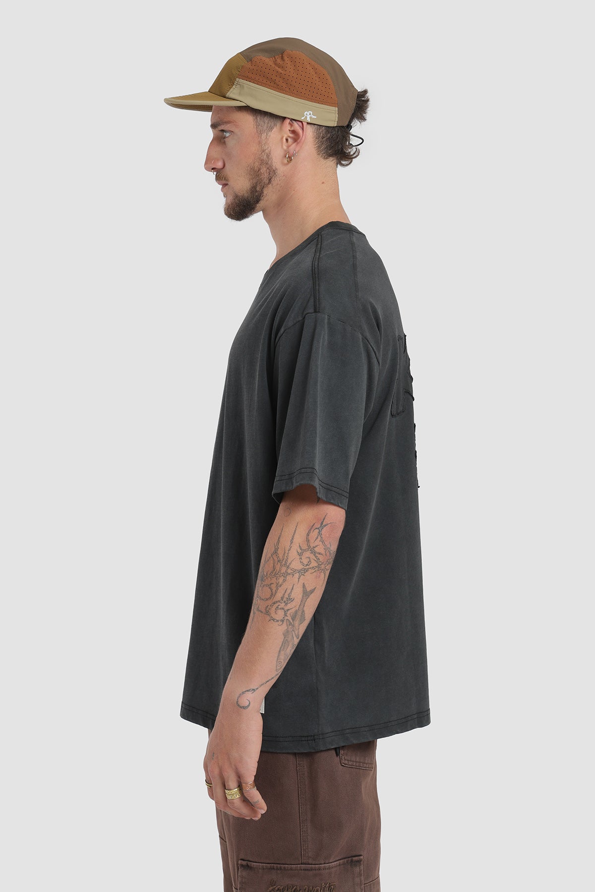 Polera Oversize Patchwork Algodón 230 Gr Hombre - Negro