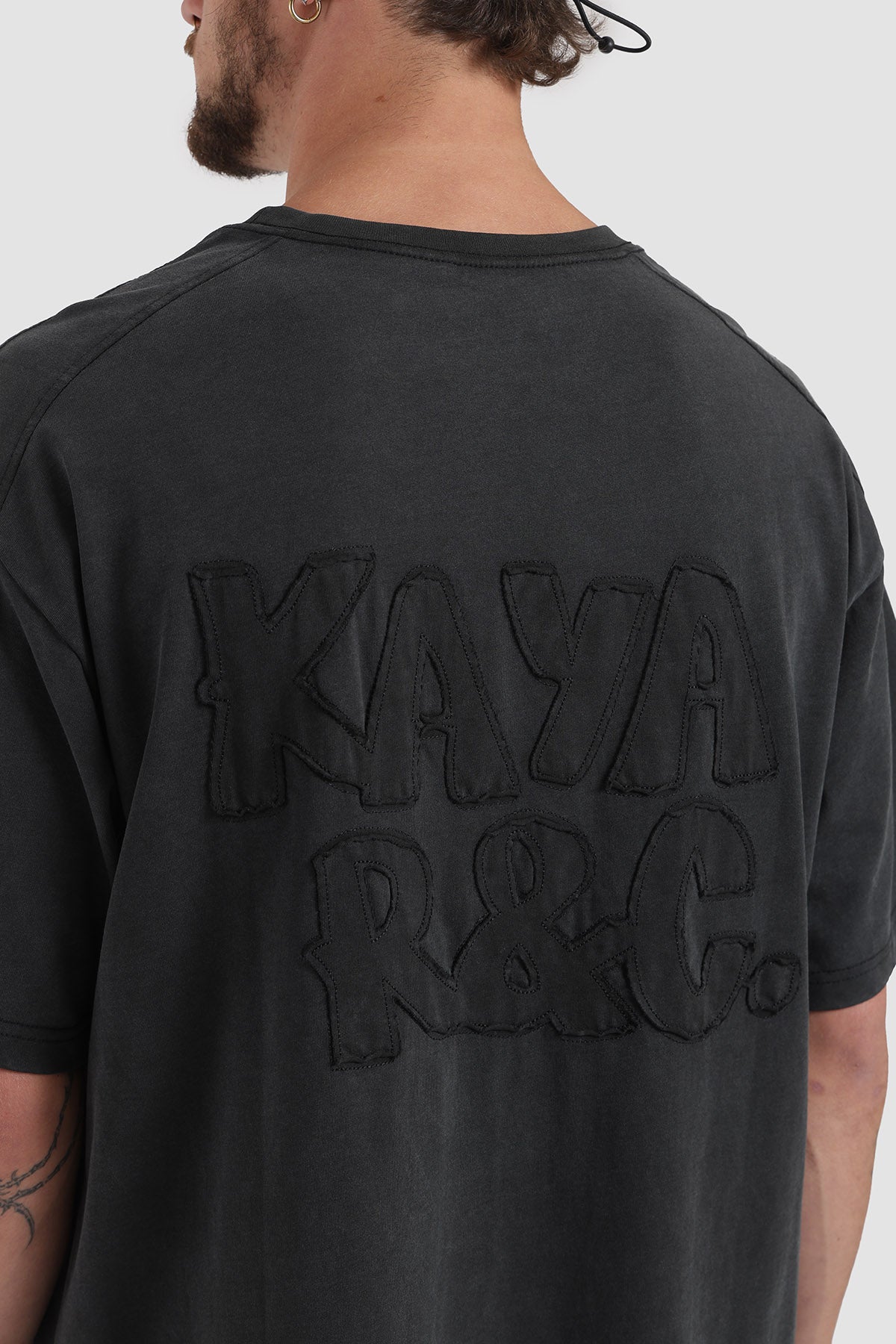 Polera Oversize Patchwork Algodón 230 Gr Hombre - Negro