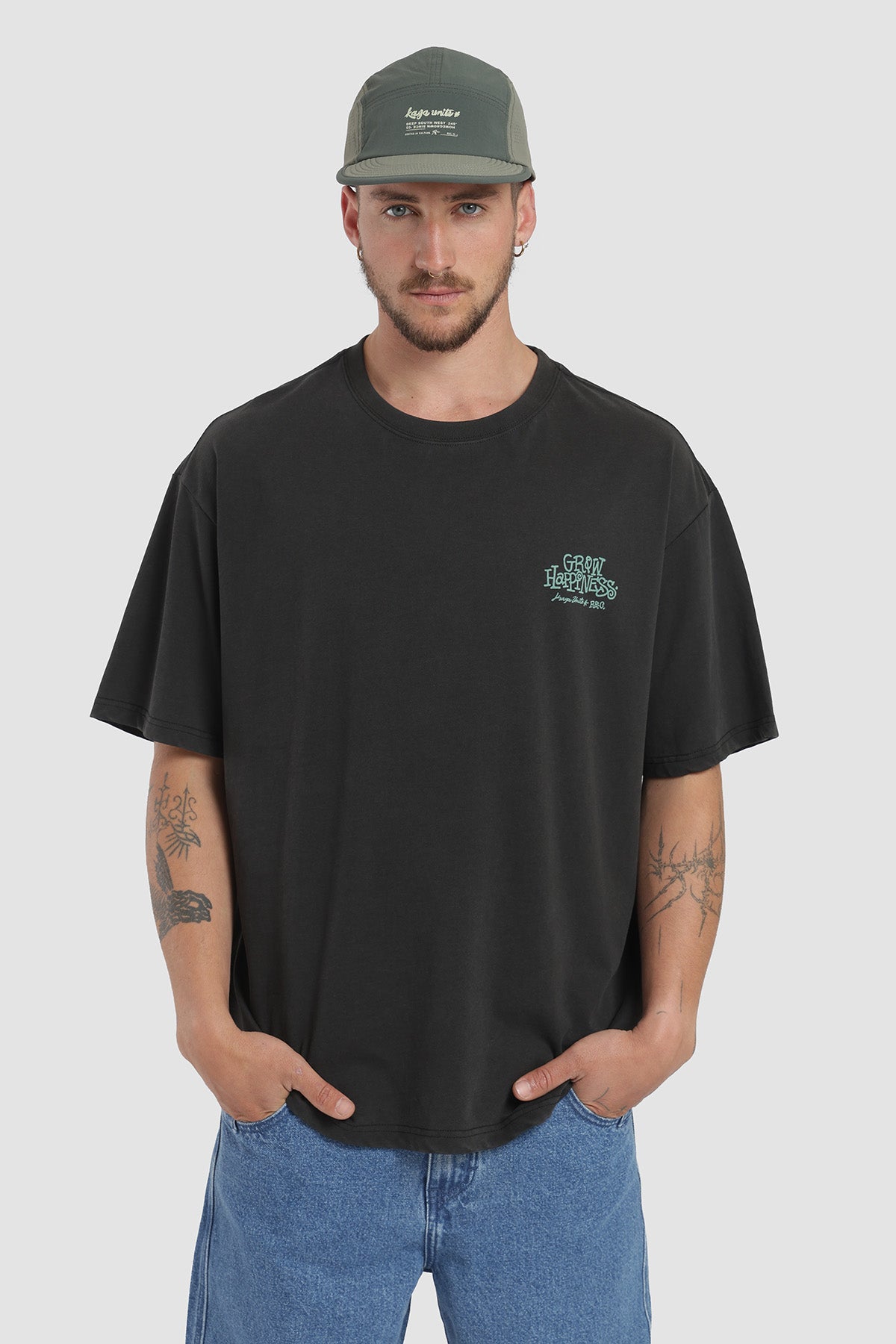 Polera Oversize Diseño Turtle Algodón Hombre - Negro