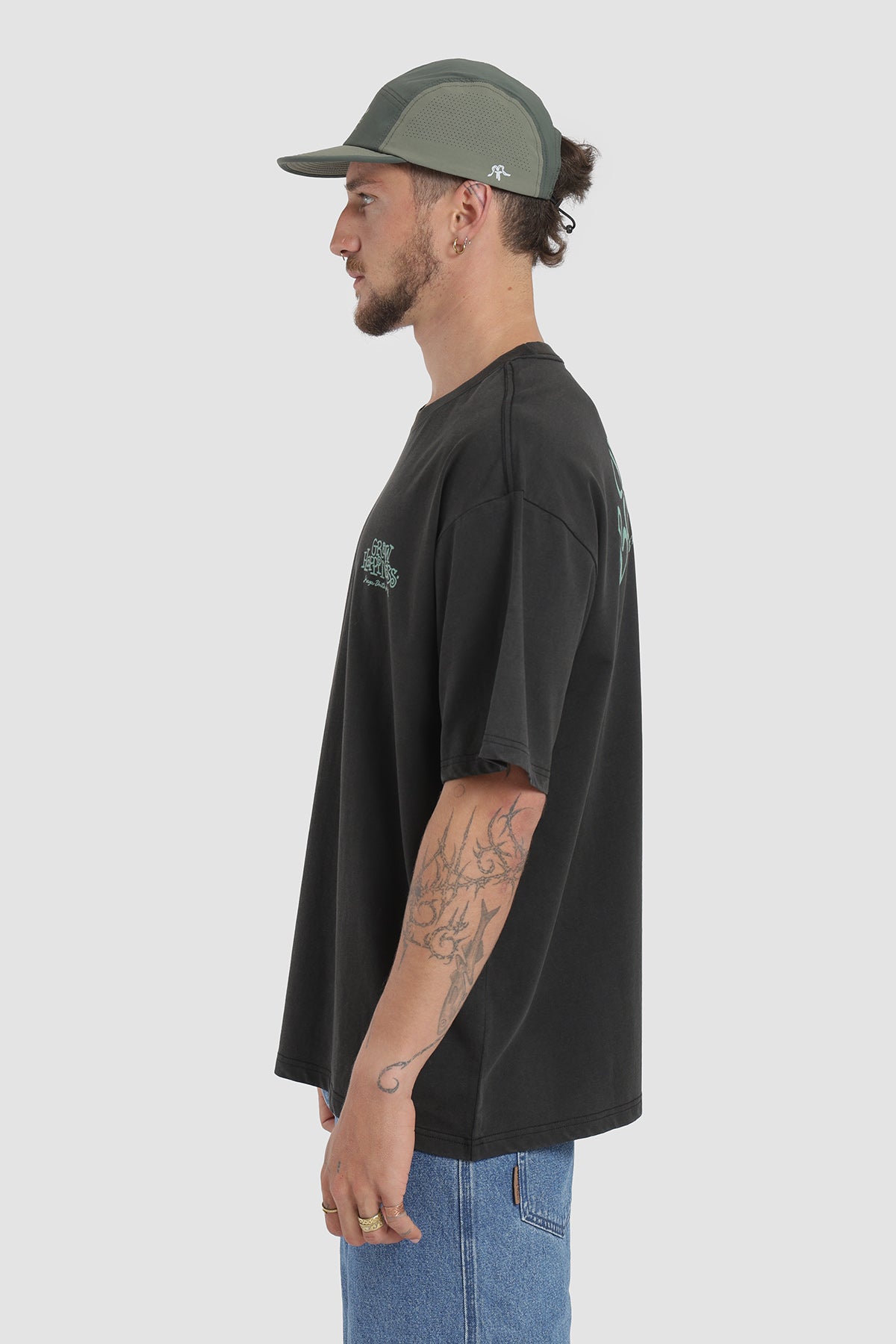 Polera Oversize Diseño Turtle Algodón Hombre - Negro