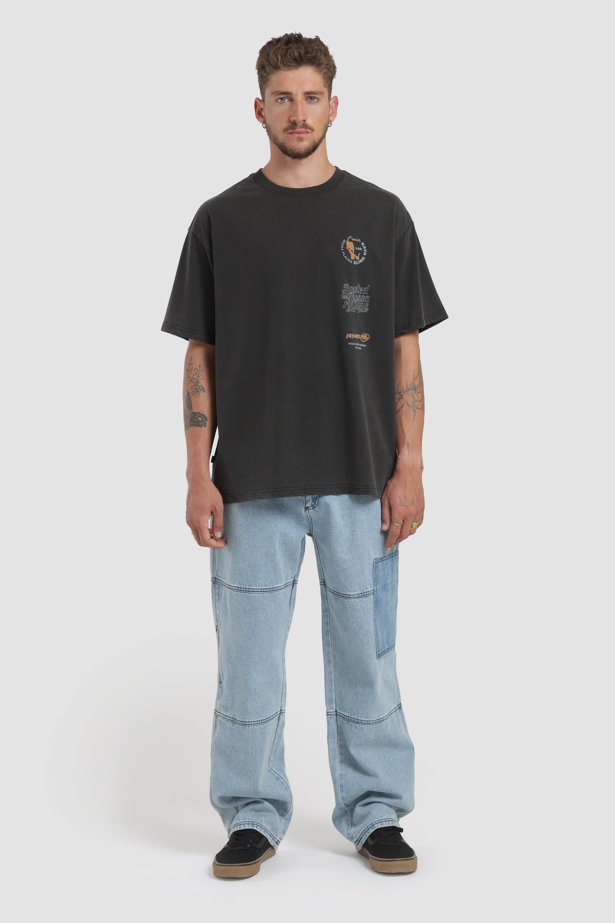 Polera Oversize Diseño Lateral Algodón Hombre - Gris