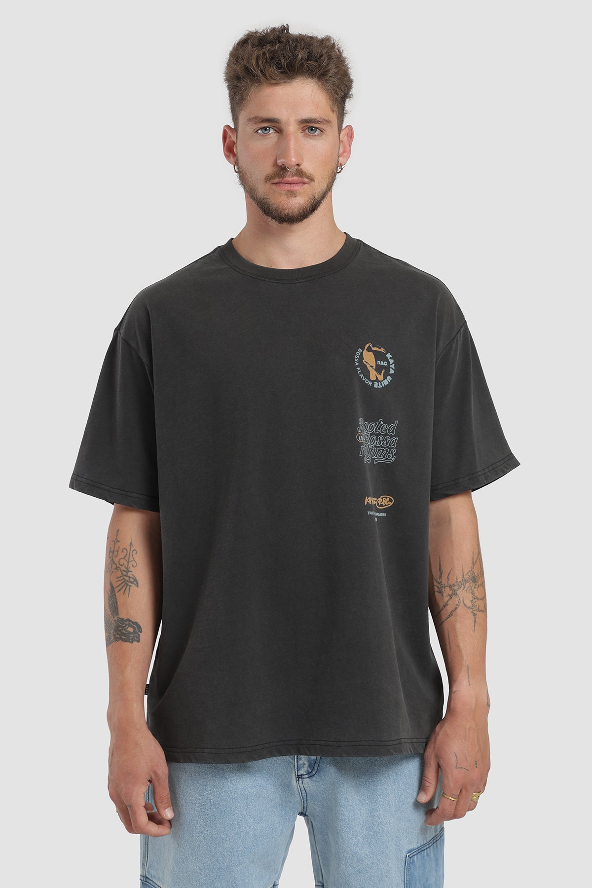 Polera Oversize Diseño Lateral Algodón Hombre - Gris