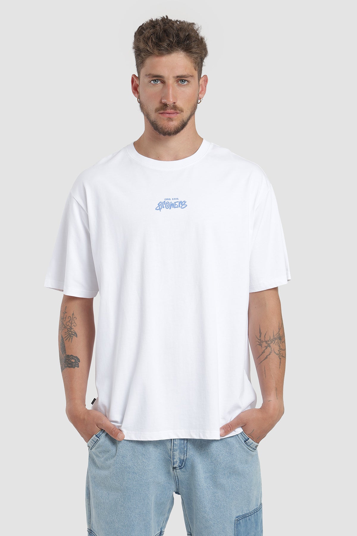 Polera Oversize Diseño Graphic Algodón Hombre - Blanco