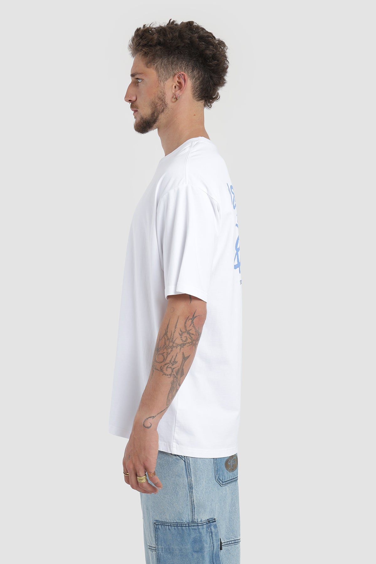 Polera Oversize Diseño Graphic Algodón Hombre - Blanco