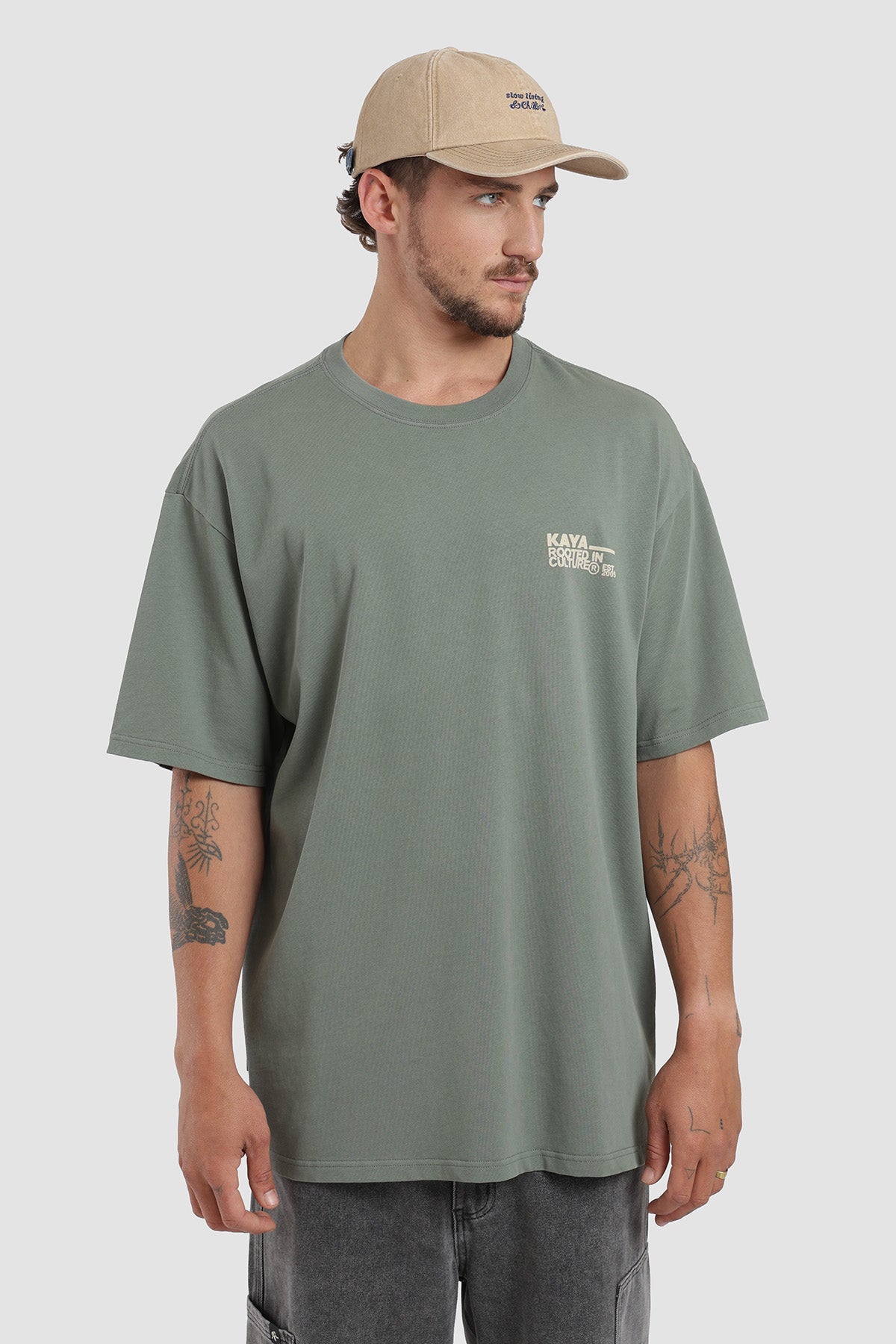 Polera Diseño Culture Algodón 230 Gr Hombre - Oliva