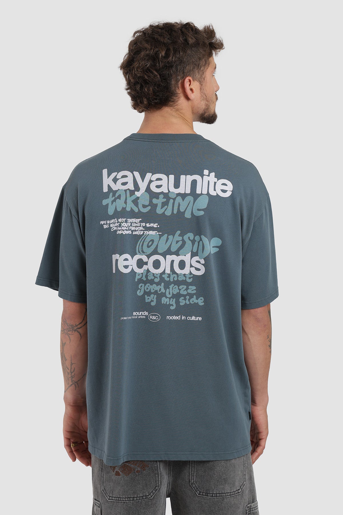 Polera Diseño Records Algodón 230 Gr Hombre - Azul