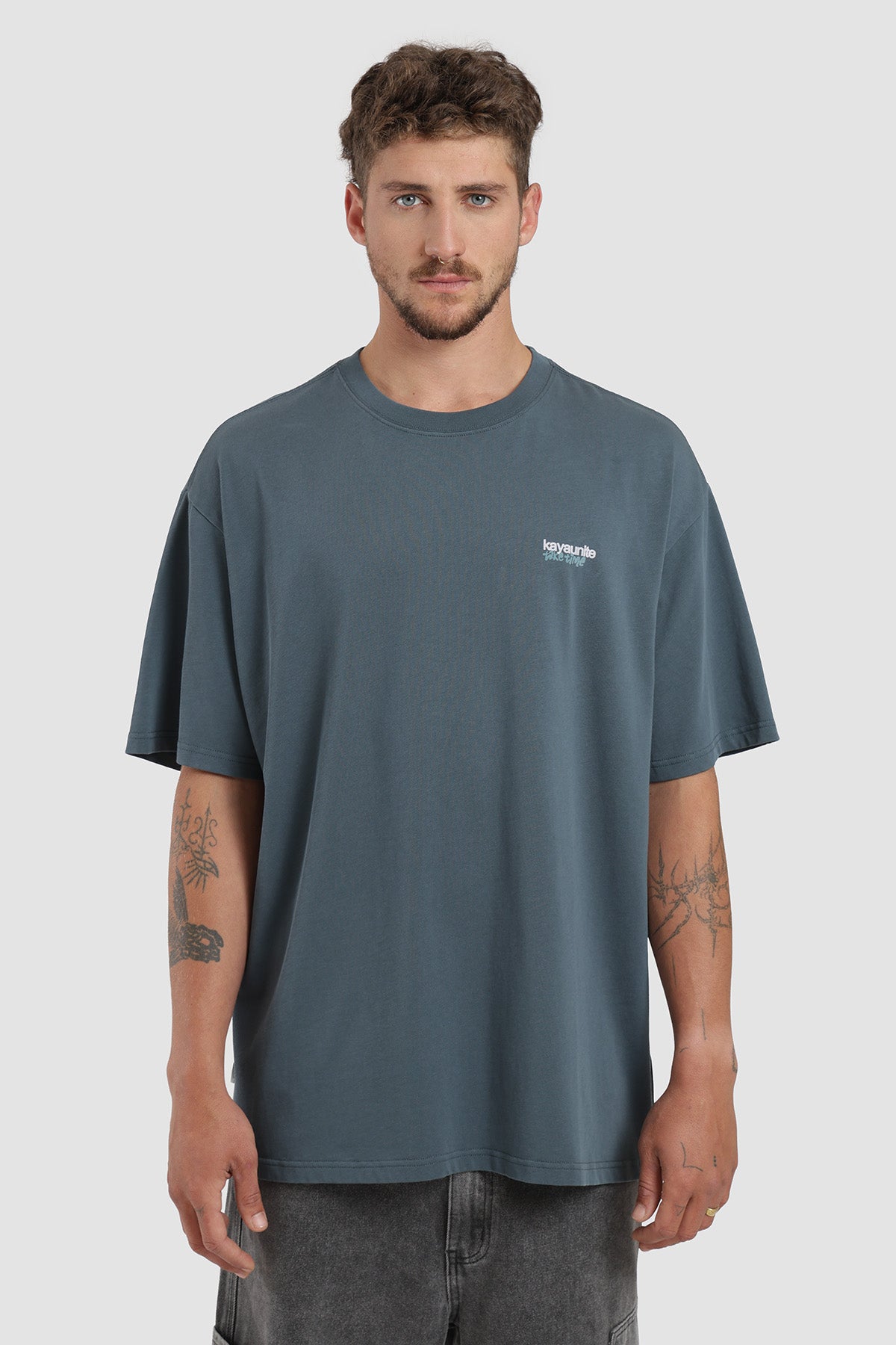 Polera Diseño Records Algodón 230 Gr Hombre - Azul