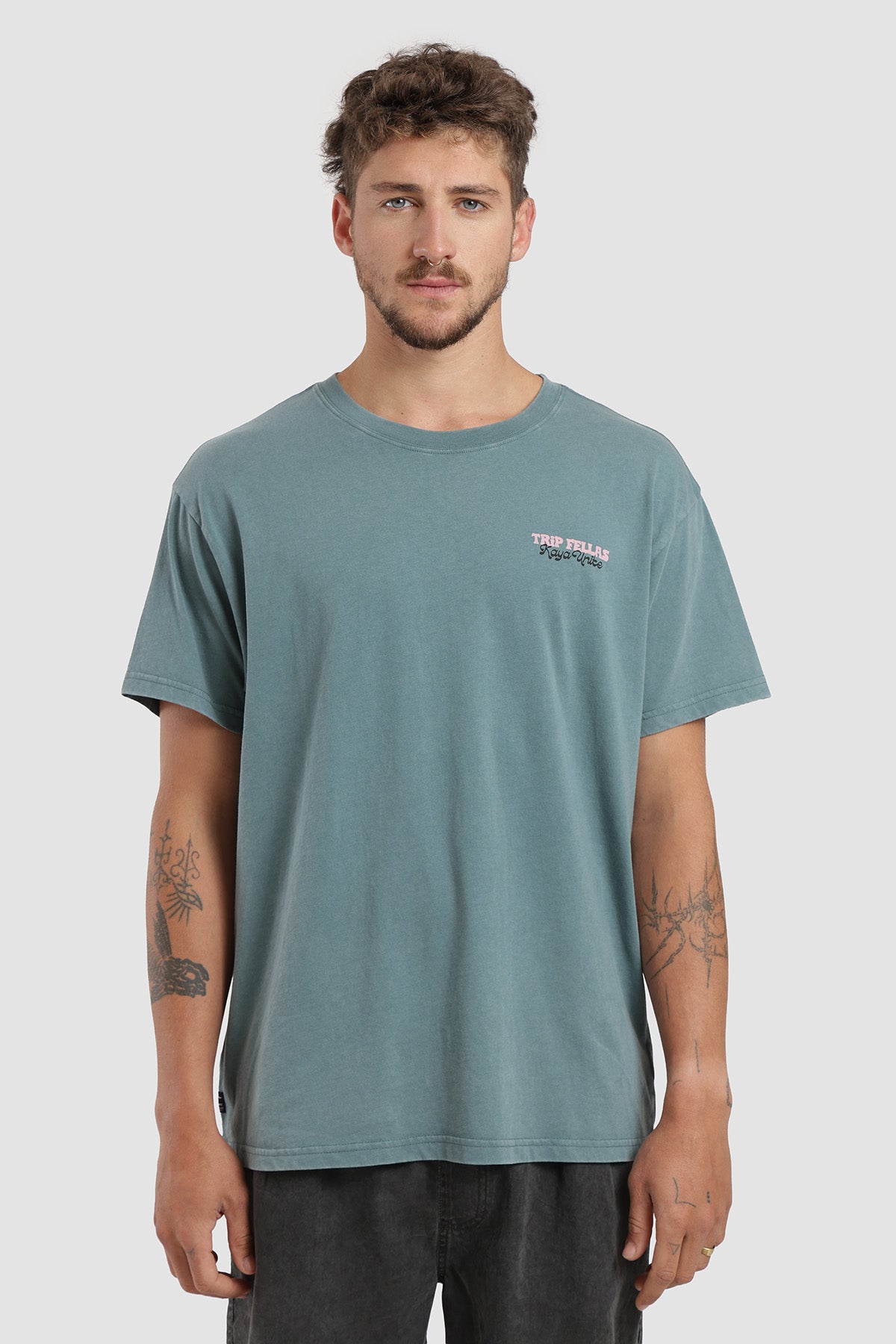 Polera Diseño Fellas Algodón Hombre - Petróleo