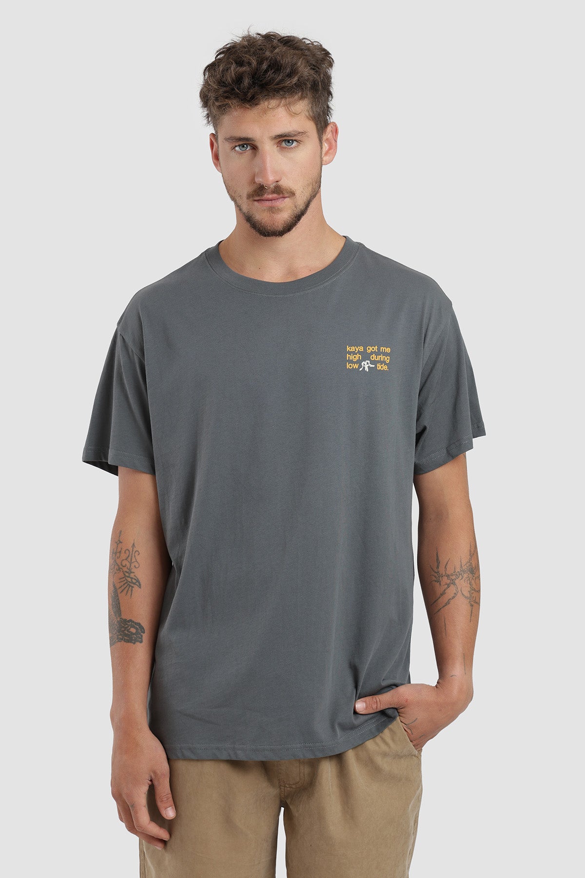 Polera Diseño Tide Algodón Hombre - Acero