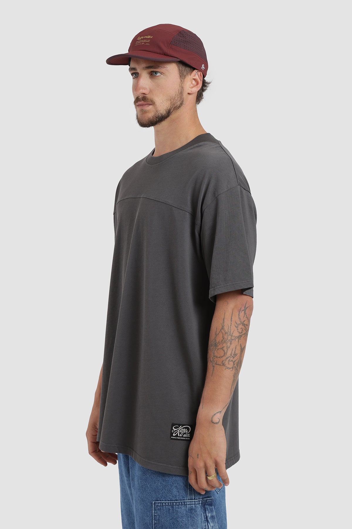Polera Oversize Cut Algodón 230 Gr Hombre - Negro