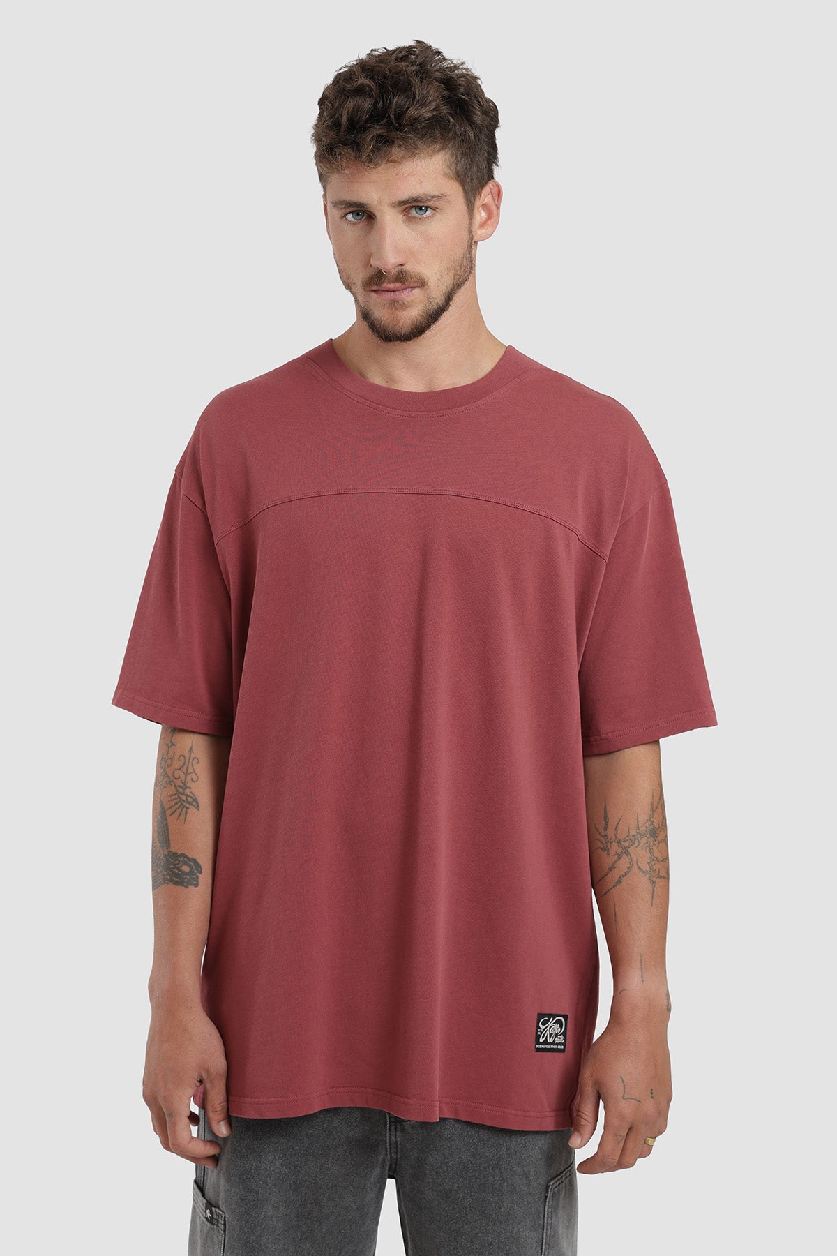 Polera Oversize Cut Algodón 230 Gr Hombre - Bordó