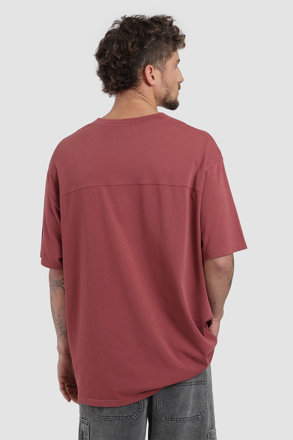 Polera Oversize Cut Algodón 230 Gr Hombre - Bordó