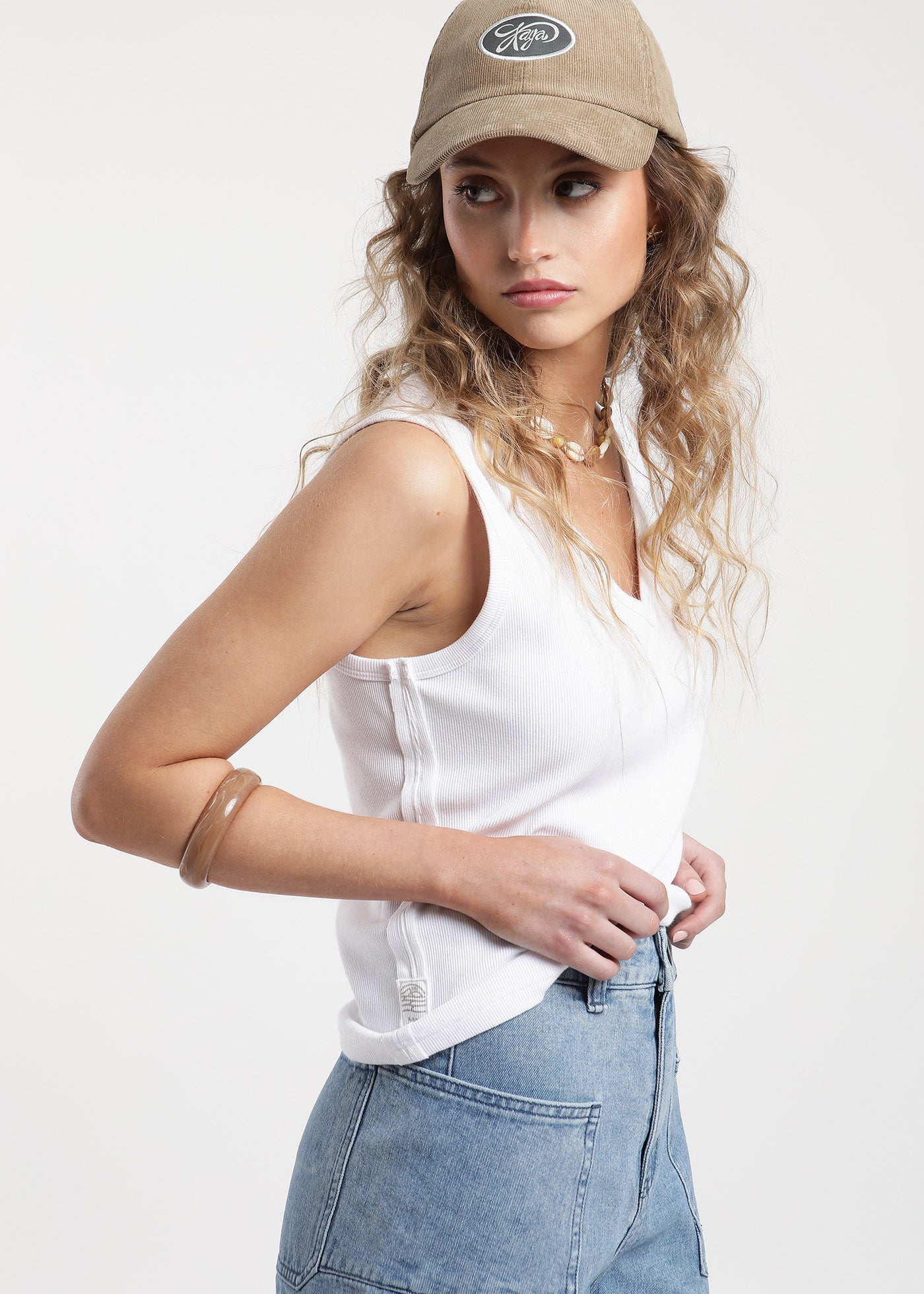 Polera Mujer Tank - Ecru