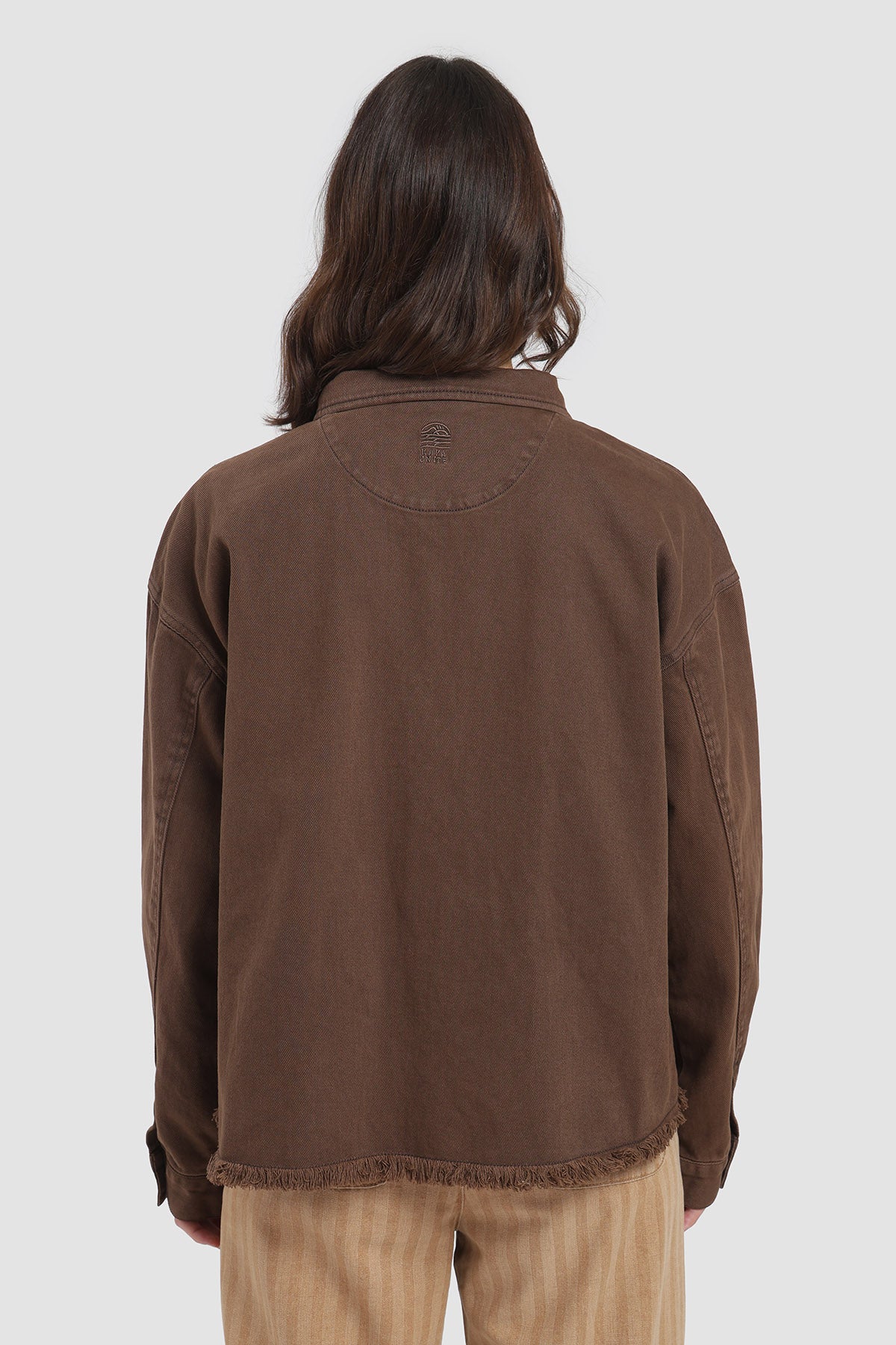 Chaqueta Sobrecamisa Oversize Denim Mujer - Café