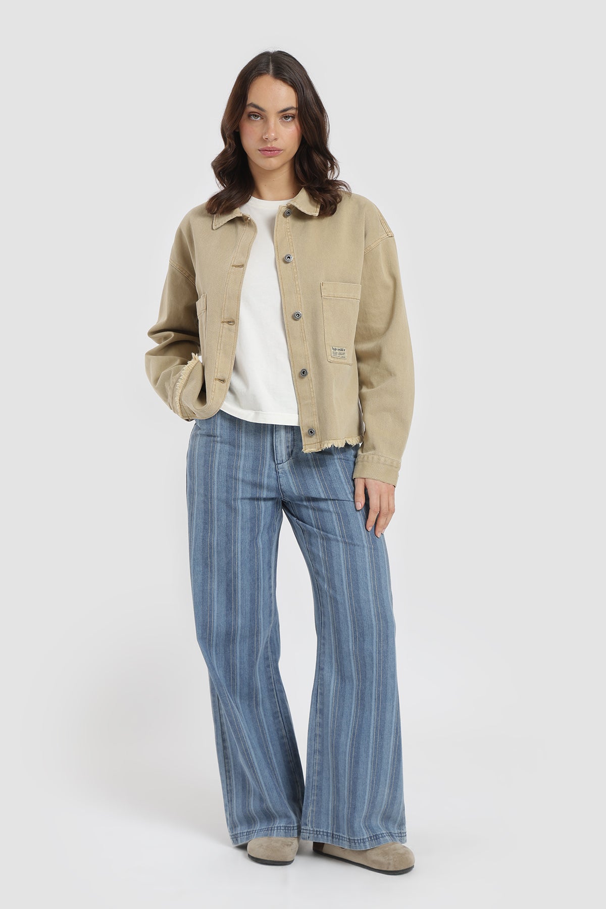 Chaqueta Sobrecamisa Oversize Denim Mujer - Canela