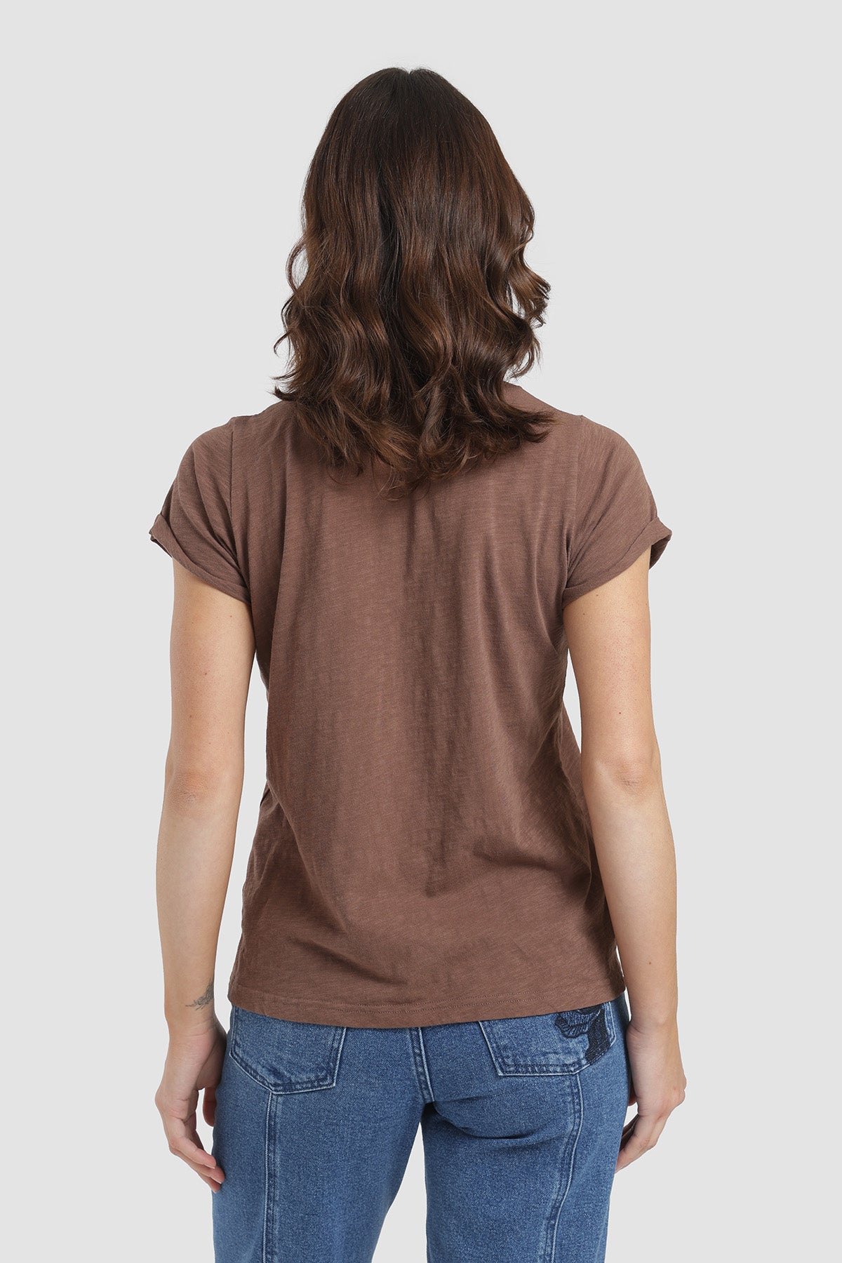 Polera Bordada Algodón Mujer - Gris