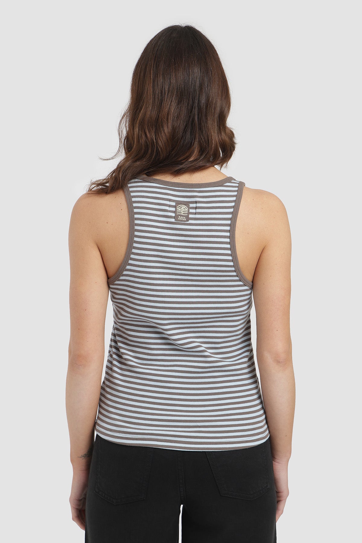 Polera Sin Mangas Rayas Mujer - Blanco Azul