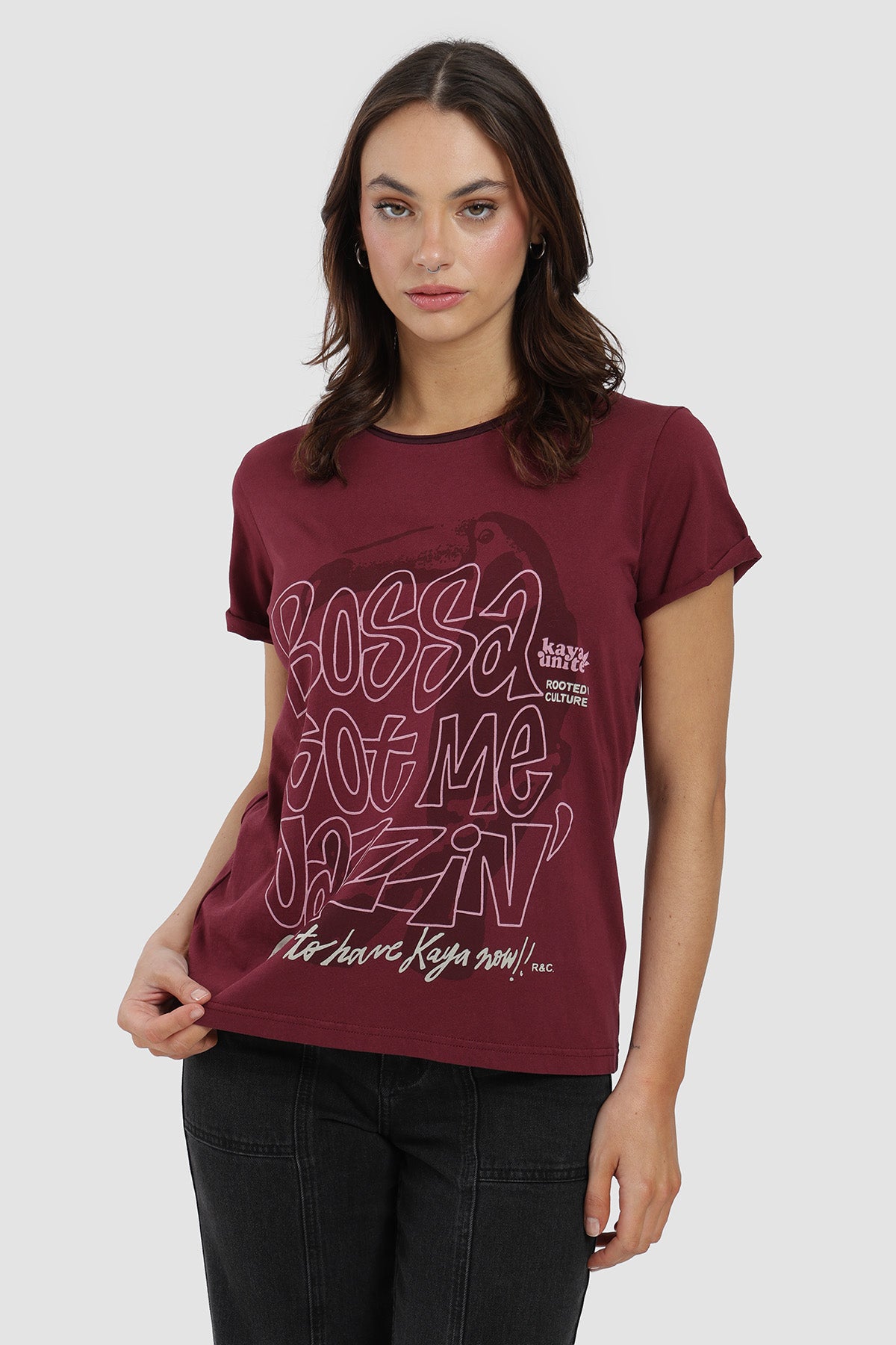 Polera Diseño Bossa Algodón Mujer - Bordó