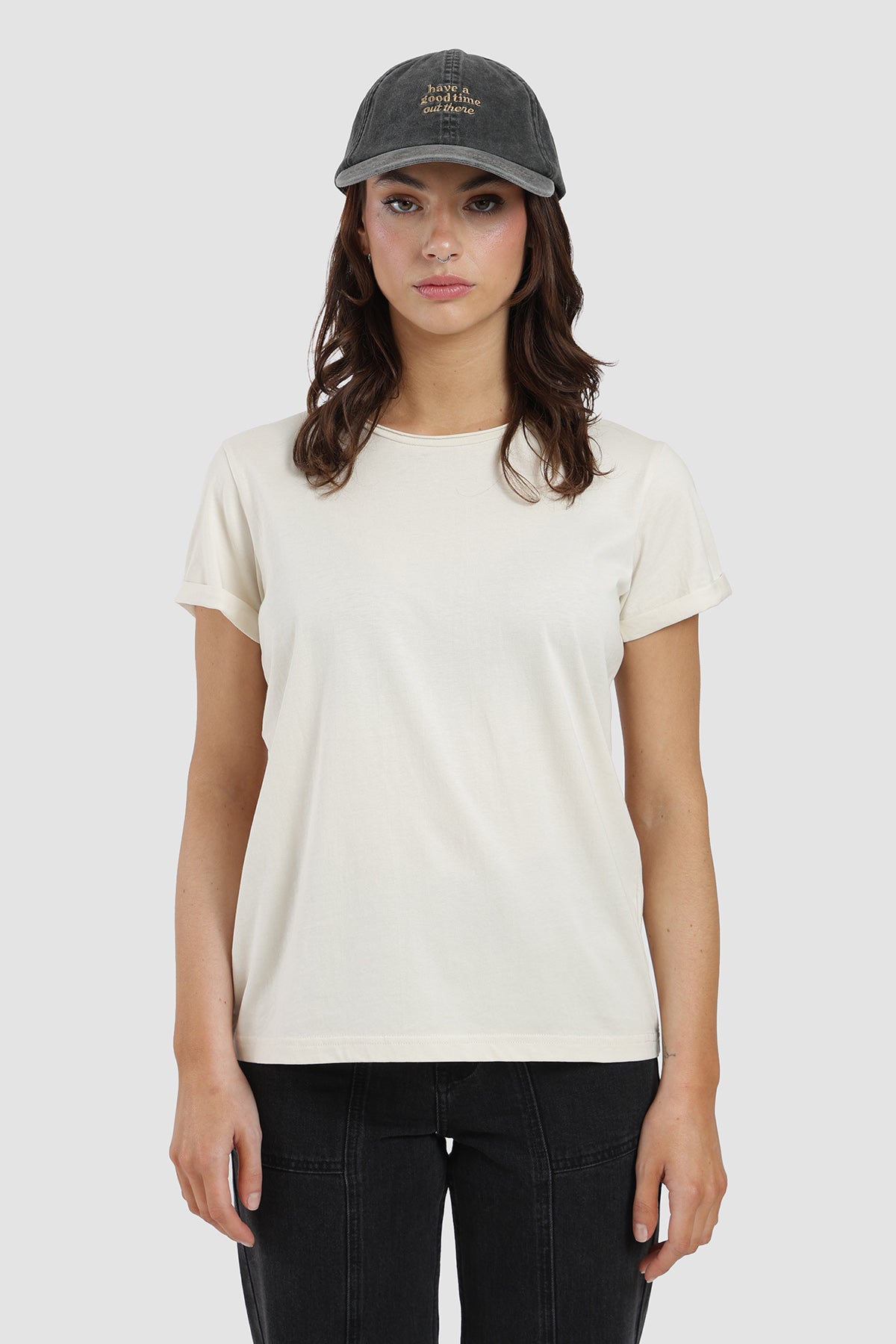 Polera Diseño Palmas Algodón Mujer - Crudo