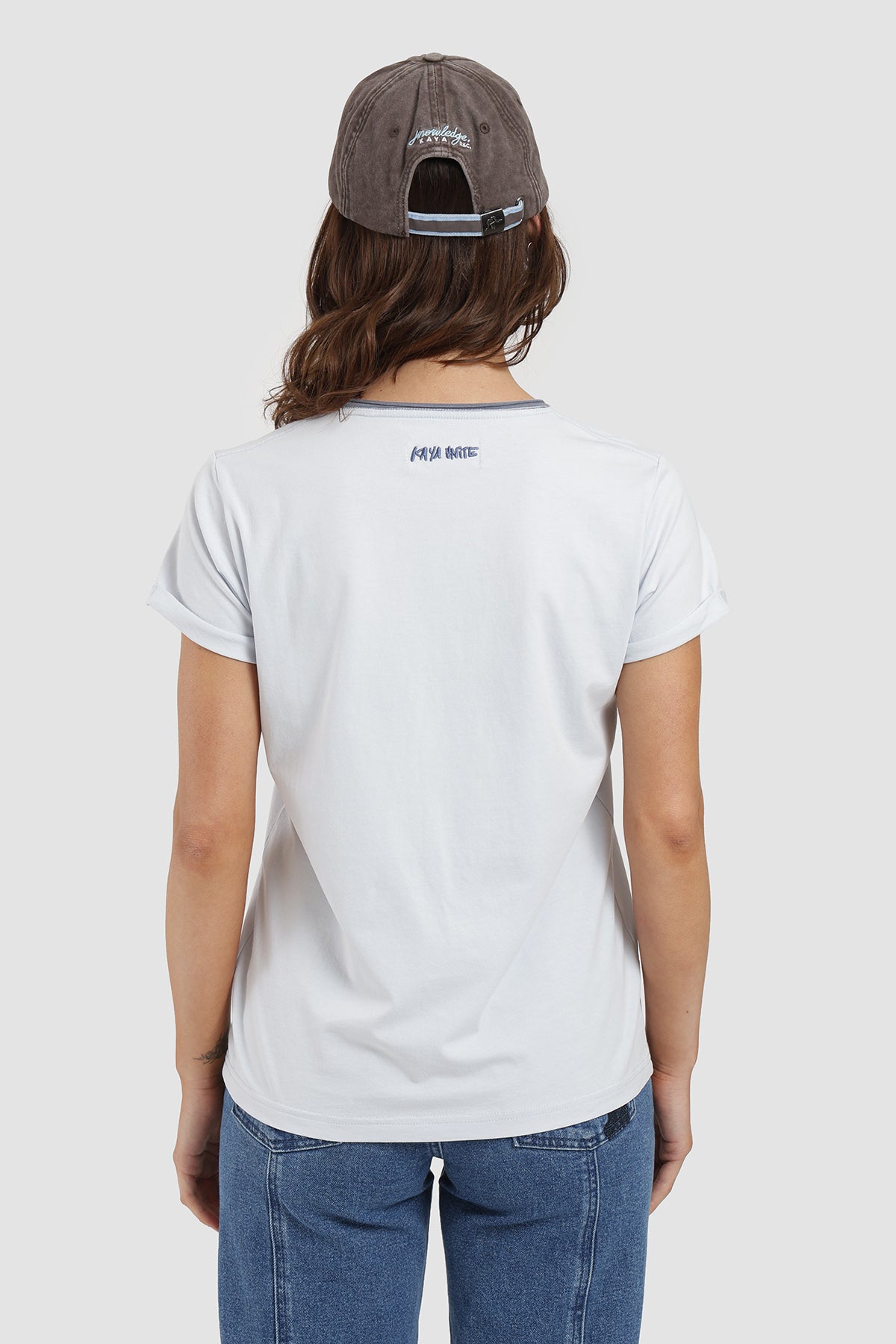Polera Diseño Maracuyá Algodón Mujer - Blanco Azul
