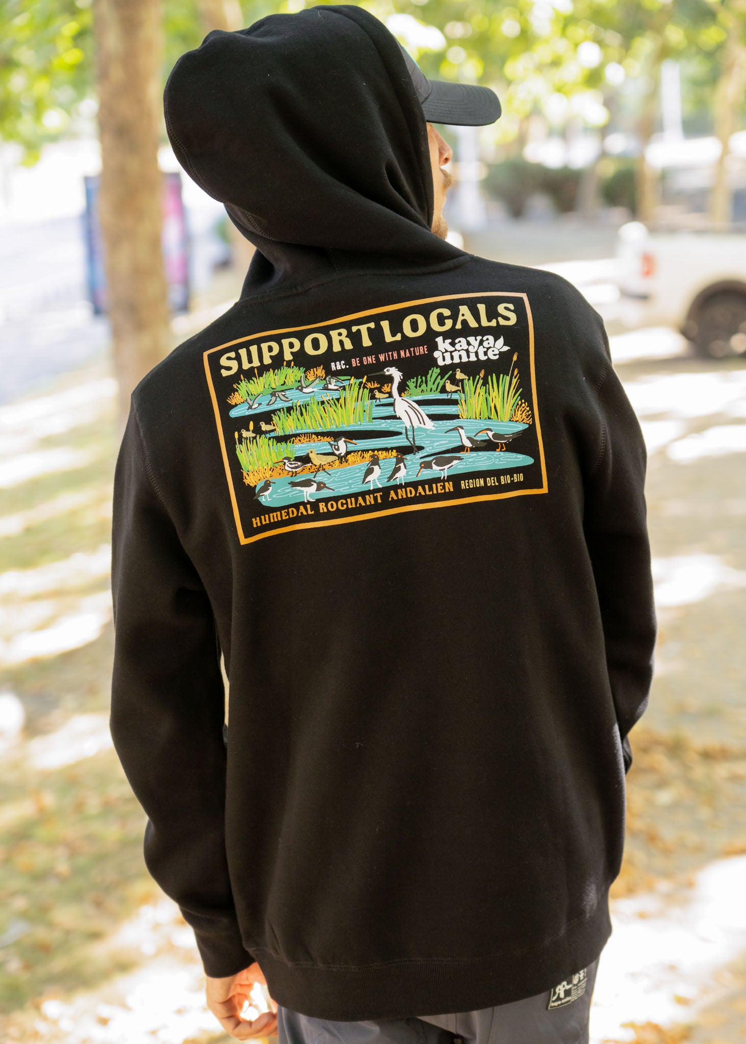 Polerón Hoodie Locals Humedal Negro