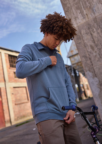 Polerón Medio Cierre Algodón Hombre - Navy Dim Gray