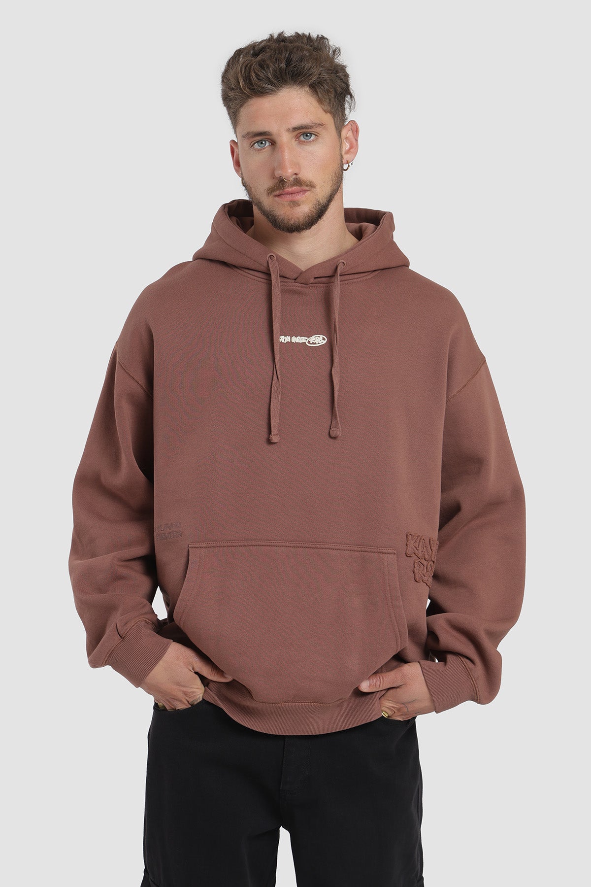Polerón Hoodie Oversize Diseño Graphic Hombre - Café