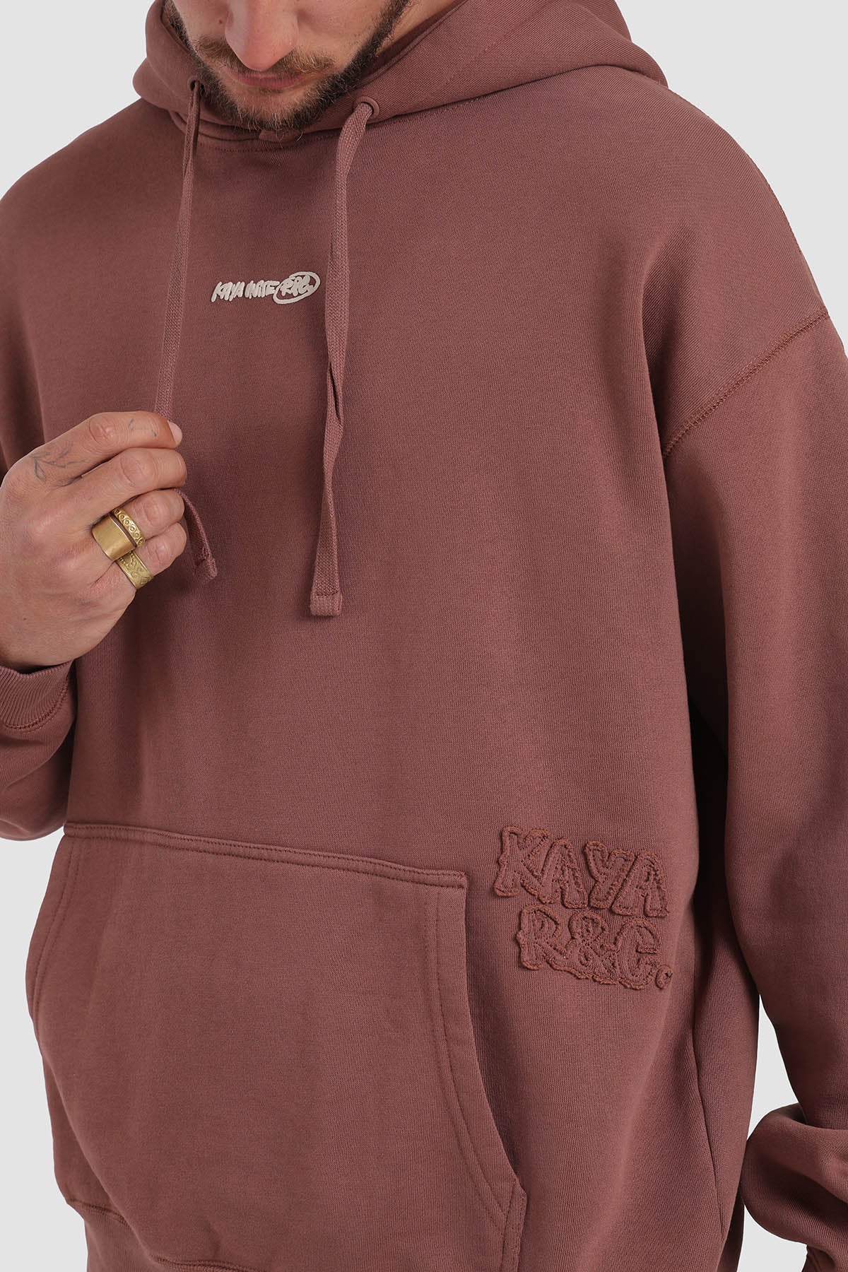 Polerón Hoodie Oversize Diseño Graphic Hombre - Café