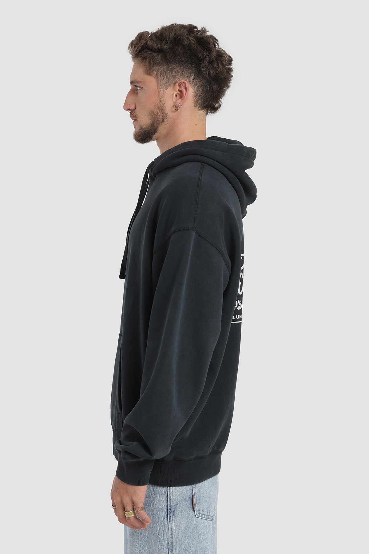 Polerón Hoodie Oversize Diseño Respect Hombre - Negro