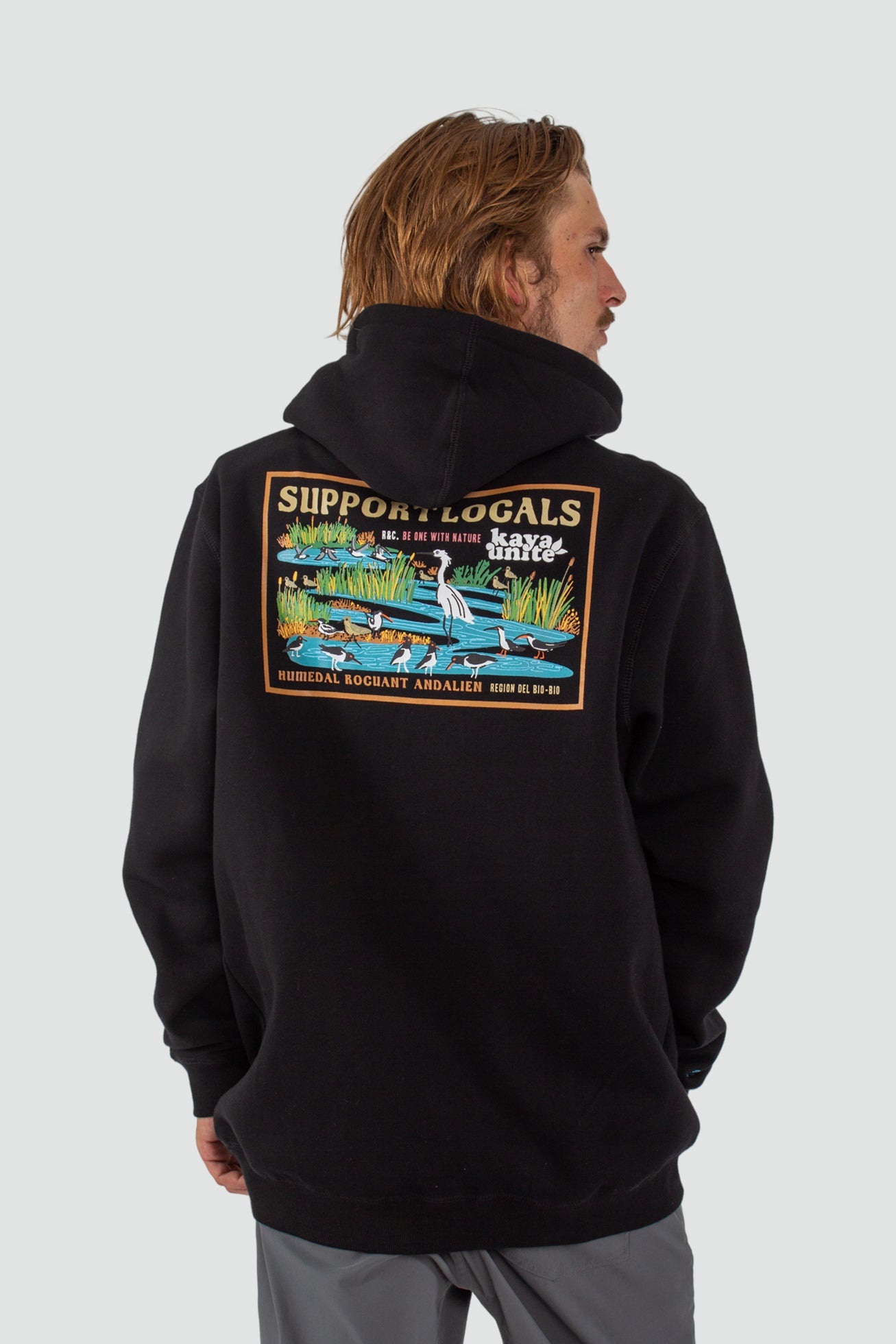 Polerón Hoodie Locals Humedal Negro