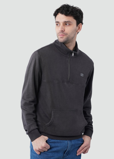 Polerón Medio Cierre Algodón Hombre - Negro Dark Slate Gray
