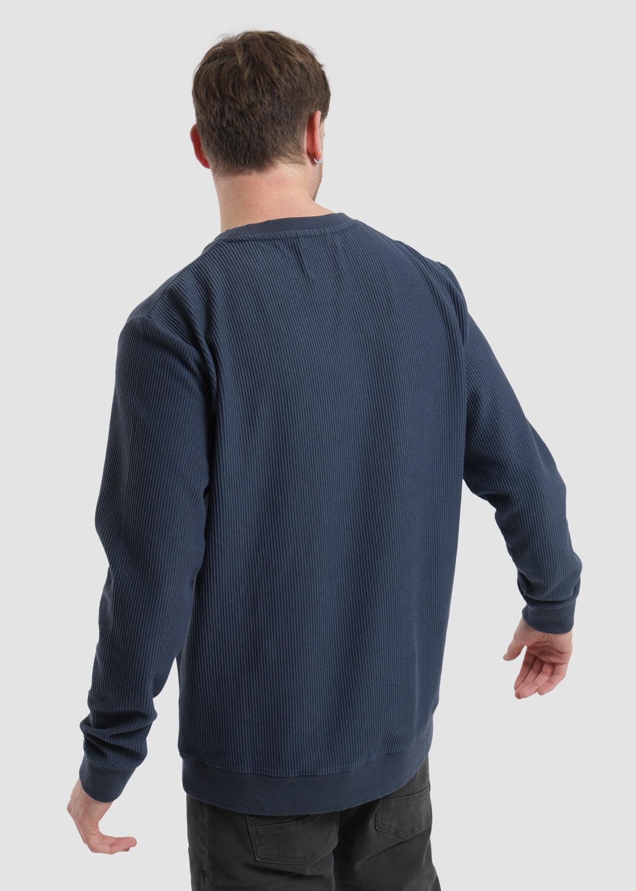 Polerón Cuello Redondo Corduroy Hombre - Azul