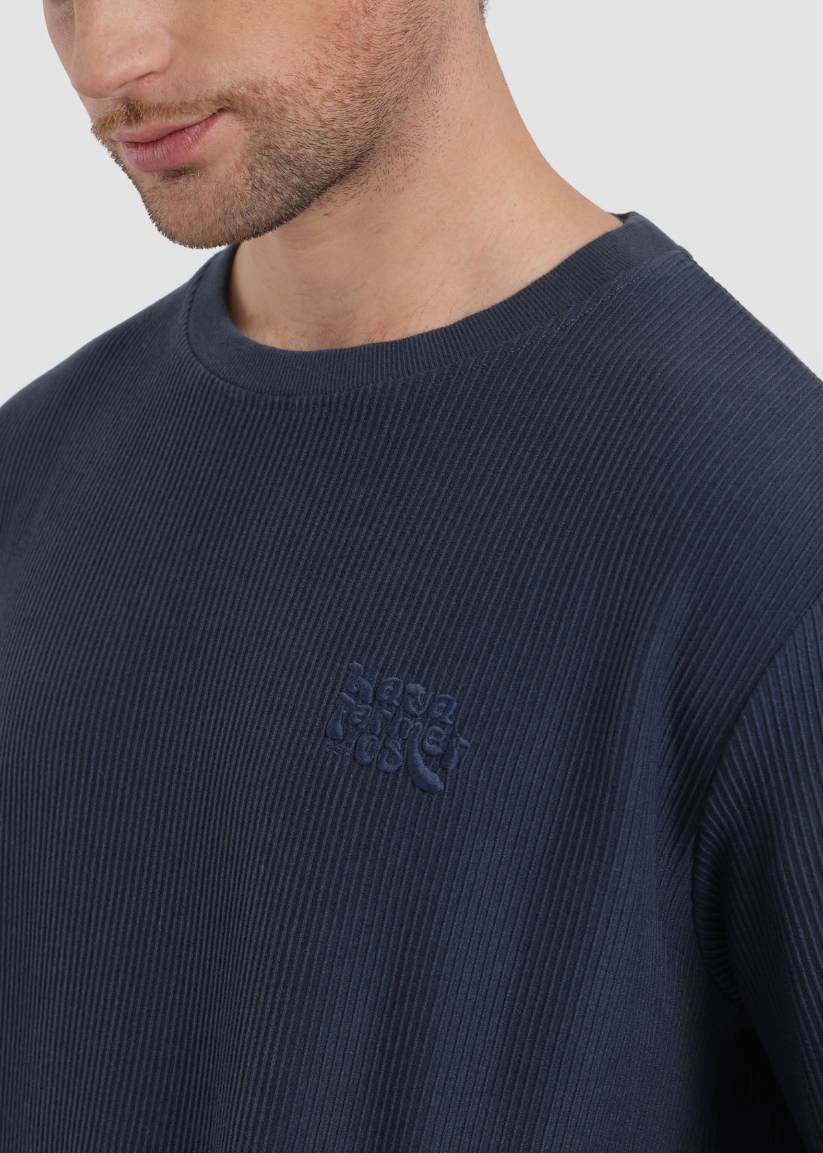 Polerón Cuello Redondo Corduroy Hombre - Azul