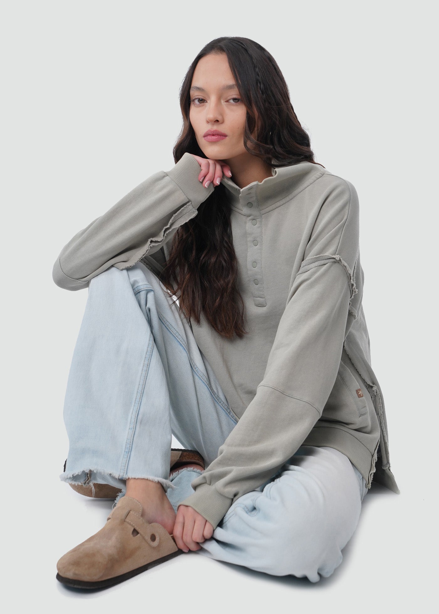 Polerón Mujer Mid Snaps - Verde Claro