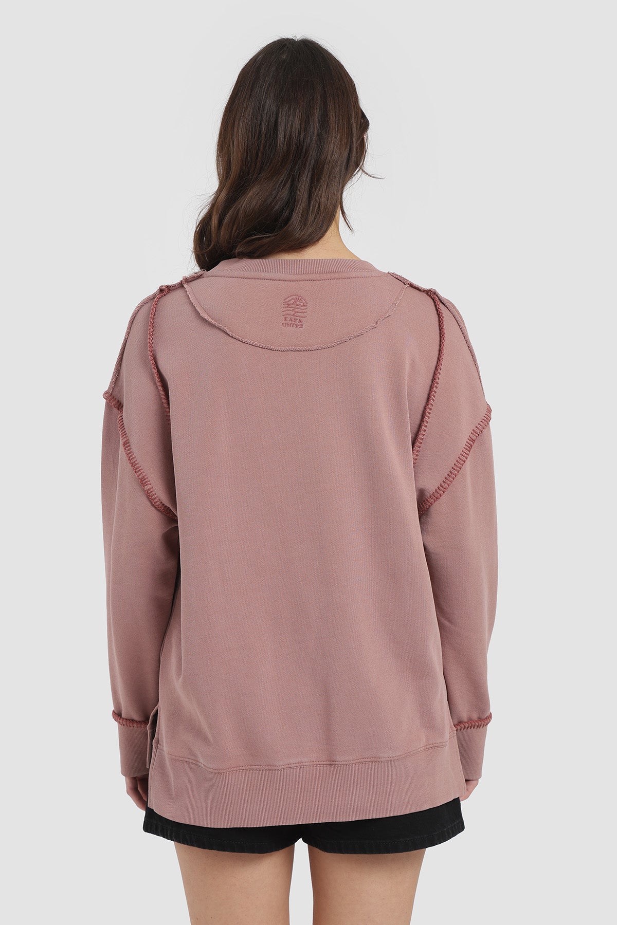 Polerón Crewneck Pespuntes Mujer - Malva