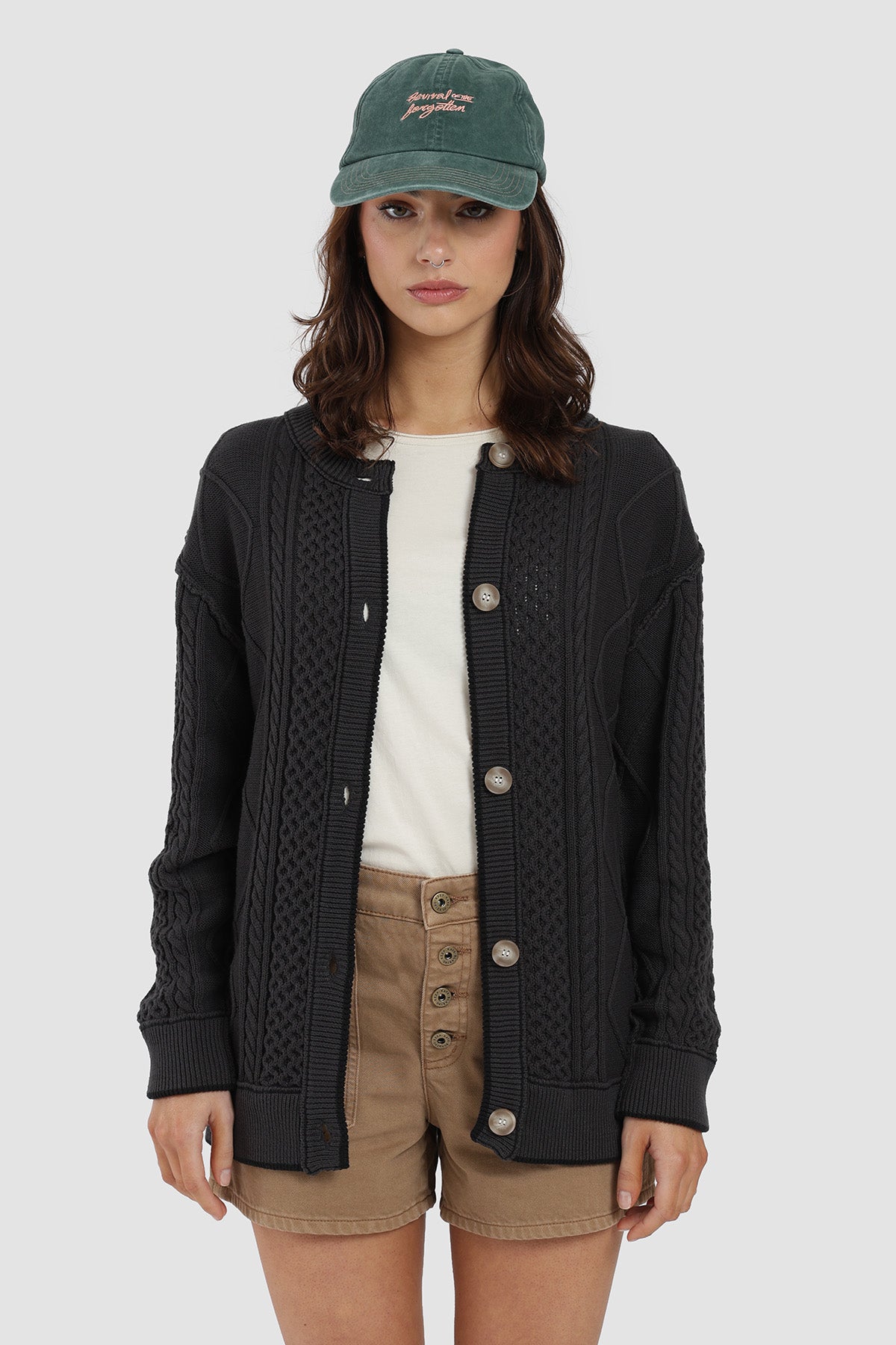 Chaleco Botones Algodón Mujer - Gris