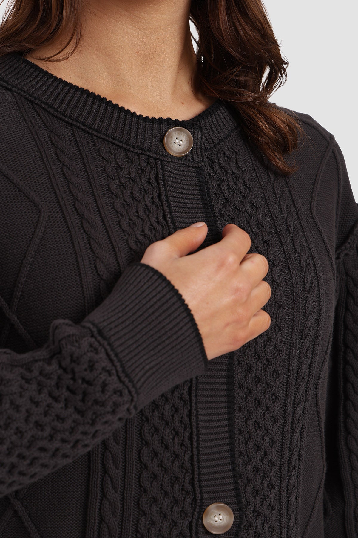 Chaleco Botones Algodón Mujer - Gris